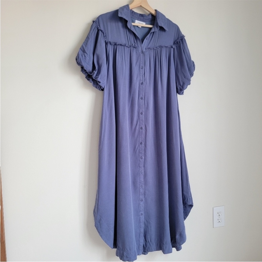 Blue Mineral Washed Button Down
Puff Sleeve Bookgirl Academia
Shirt Dress
